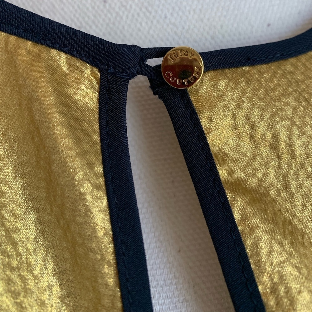 Juicy Couture 100% Silk Gold Ruffle Sleeve Dress Size 4 - Picture 16 of 16